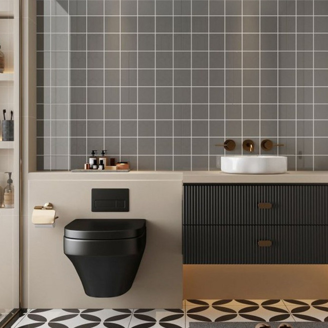 홈웰 셀프시공 붙이는 주방 욕실 컬러타일 발포시트지 30cm x 60cm 10장, 03 그리드그레이