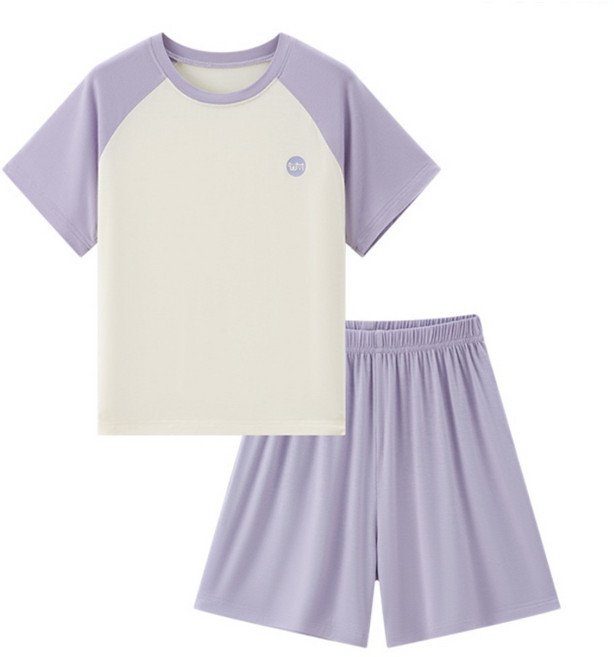 팝키즈 초등 주니어 배색 데일리 모달 반팔실내복