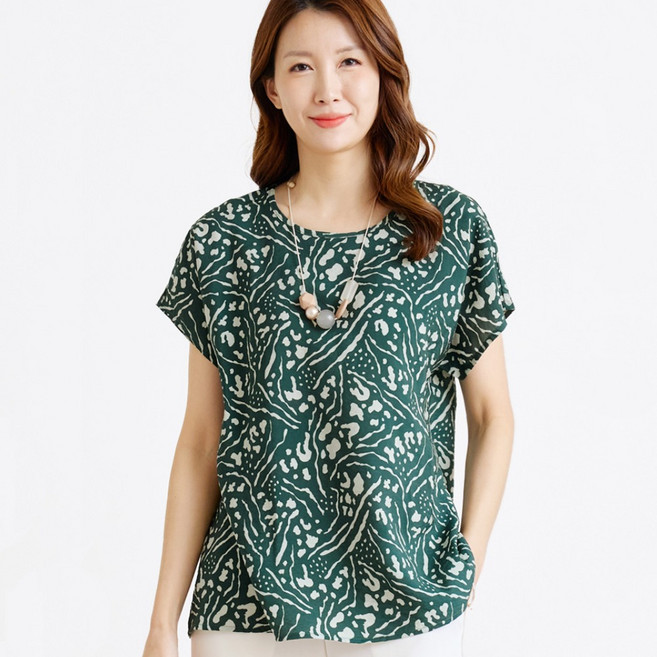 여성용 인견 가오리 블라우스 여름 시원한 반팔 티셔츠 엄마옷