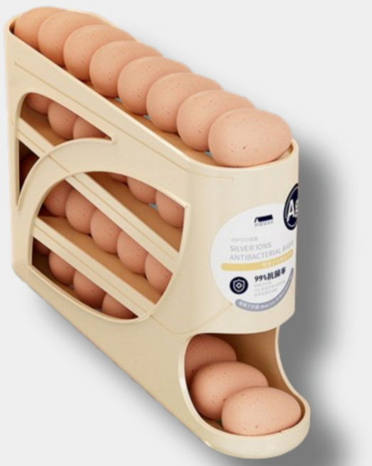 이오라 공간활용 슬라이딩 계란 보관함, 1개, 크림 베이지