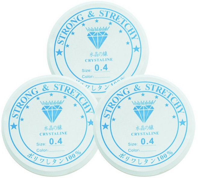 디어플레이스 비즈 공예 탄성 우레탄줄 투명, 0.4mm_15m, 3개