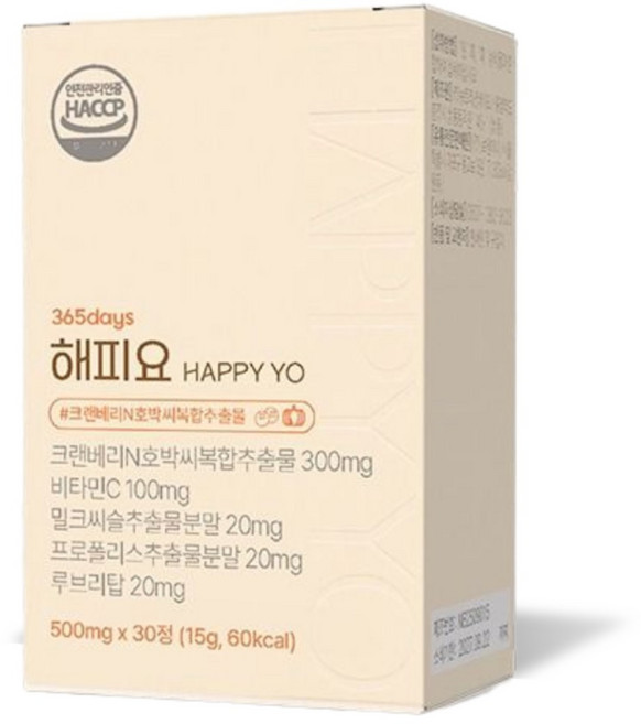해피요 요로건강 크랜베리 호박씨추출물 행복한 배뇨생활, 1개, 30정