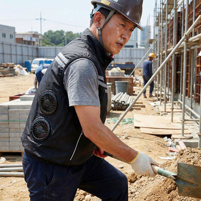 쿨쿨 4팬 선풍기 블랙 조끼 작업복 냉방 냉풍 쿨링 12V 24V