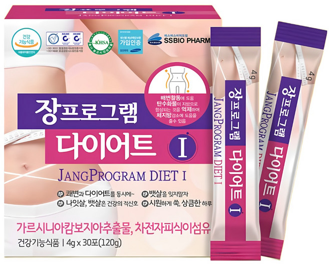 장프로그램 다이어트 세트 1(4g 30포) + 2(450mg 60정) 실크피브로인 유산균 가르시니아 카테킨 알로에, 3개