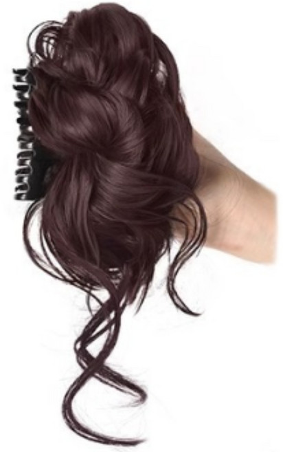 업스타일 웨이브 애교 포인트 올림머리 가발 집게핀 (4컬러택1), 1개, 다크브라운