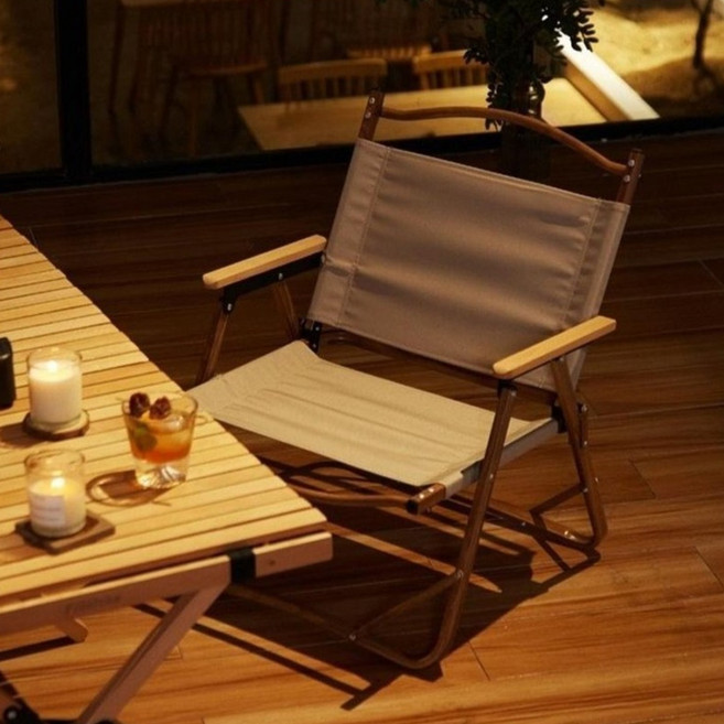 TANI 접이식 경량 체어 2개 + 수납가방 2개 대형, 베이지, 1세트