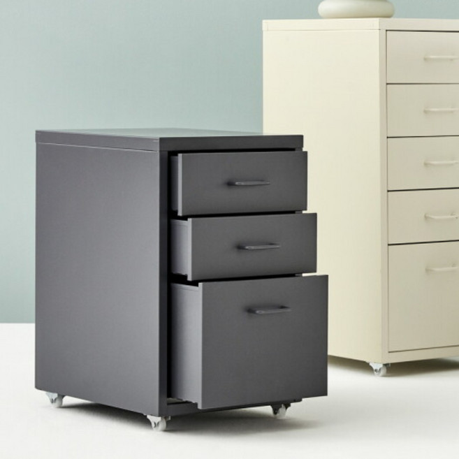 [한샘] NEW 마카롱 철제 3단 서랍장, 선택:3.마카롱 철제 3단_ 미드나잇그레이, 상세 설명 참조