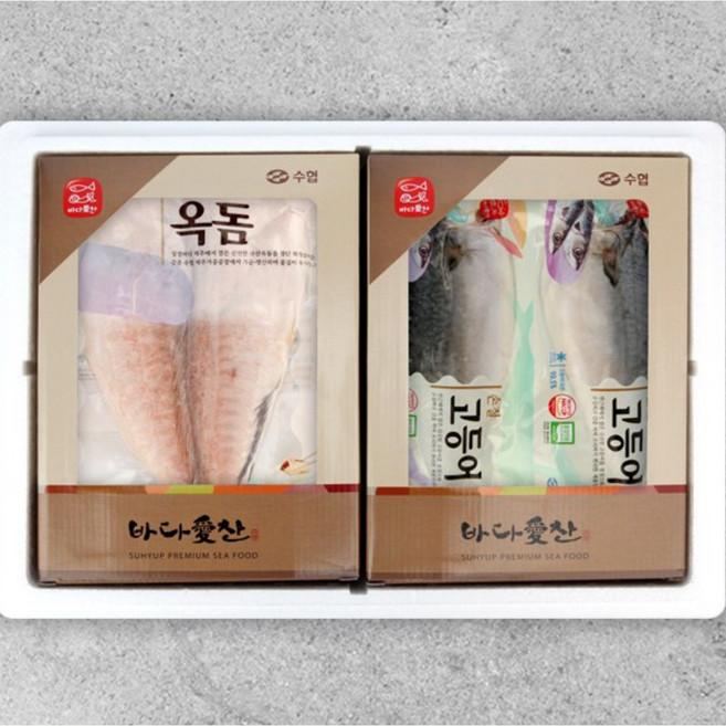 [제주수협] 고급 옥돔 고등어 혼합세트 1.29kg(옥돔230gx3미 고등어600gx1팩) / 부직포포장, 1박스