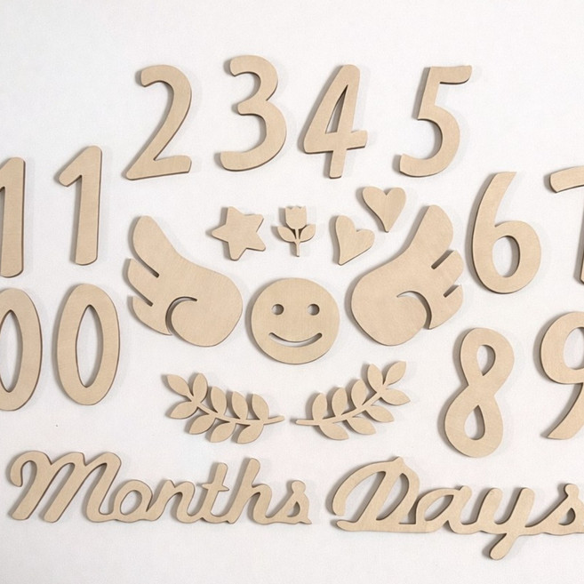 우드숫자 30일 50일 100일 신생아 졸업 기념일 만삭촬영, 1개, 스마일우드세트