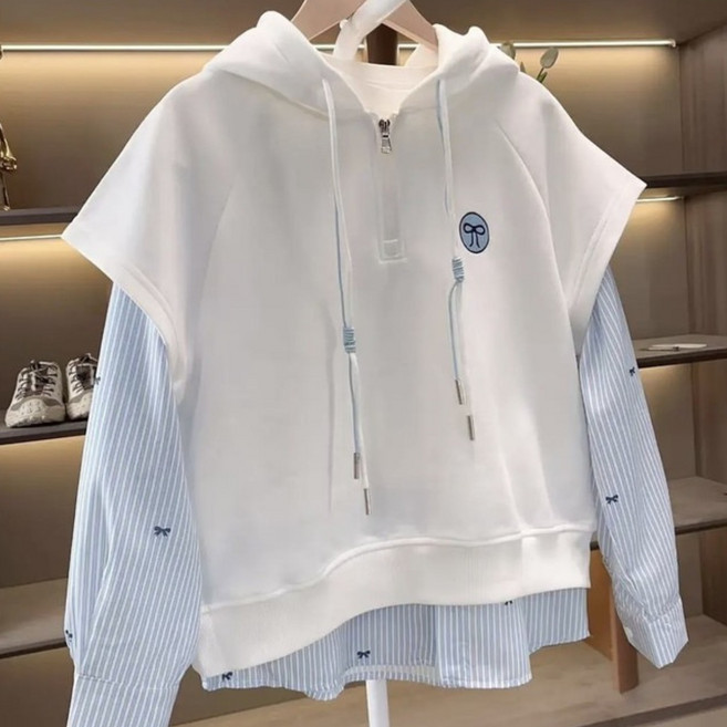 루비키즈 봄 가을 간절기 아동 주니어 여아 레이어드 후드 맨투맨 셔츠 B170