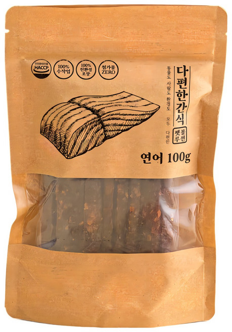 다편한간식 애견간식 수제 국산 반려동물 간식, 1개, 100g, 연어