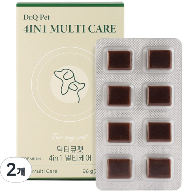 특허 유산균 닥터큐펫 4IN1 멀티케어 강아지유산균 종합영양제 장 면역력 피부 구강, 32정, 장건강/유산균, 2개