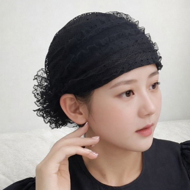 소담 여성 주방 비니 모자 레이스 망사 헤어캡 머리두건