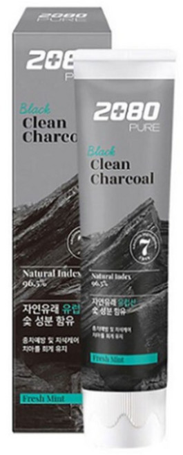 2080 퓨어 블랙치약 차콜 프레쉬민트 숯치약, 3개, 125g