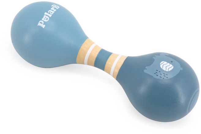 폴라비 아기 마라카스 악기 장난감 악기놀이 세트 유아 원목 딸랑이 KC인증, 블루 (코끼리), 1개