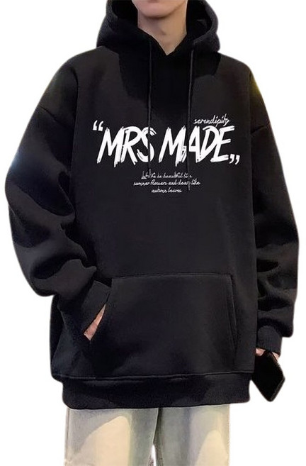 ANYOU 남자 데일리 캐주얼 후드티 트렌디한후드 스트릿 패션 긴팔 티셔츠 남성맨투맨