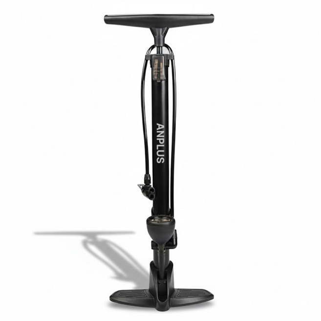 앙플러스 프리미엄 자전거 공기 바람 주입기 에어 펌프, 1개, 블랙