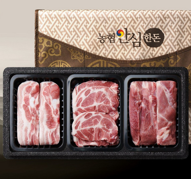 [농협안심한돈] 한돈 구이 선물세트 1.5kg (삼겹살 목살 앞다리살), 1세트