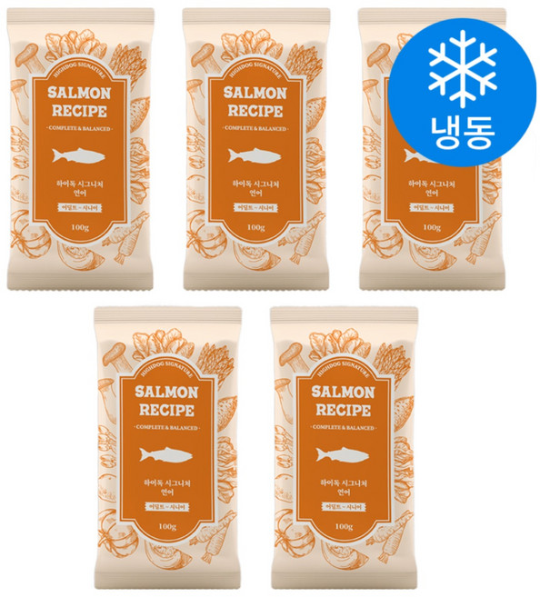 하이독 강아지 시그니처 화식 사료 (냉동), 연어, 100g, 5개
