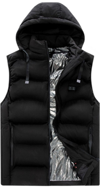 [3만 보조배터리포함]CCAGU 발열조끼 패딩조끼 3단조절+전면발열+모자 달린 러닝 겨울 작업 열선조끼