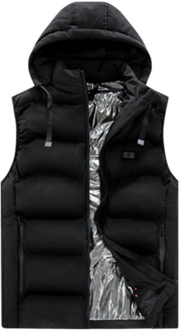 [3만 보조배터리포함]CCAGU 발열조끼 패딩조끼 3단조절+전면발열+모자 달린 러닝 겨울 작업 열선조끼