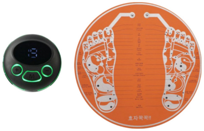 [인포벨] 효자 꾹꾹 파워 발 마사지 패드 충전형 미니 EMS 안마 마사지기 발바닥 저주파 지압 안마기, EM9