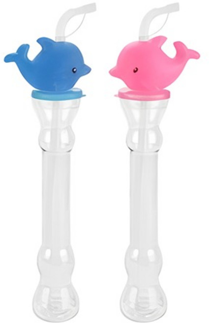 캐릭터 슬러시 병 슬러쉬 보틀 용기 토네이도 컵 전통시장 글라스 모음, 돌고래 2색 혼합, 350ml