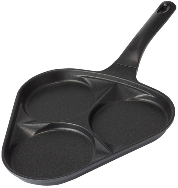 포시즌 토토 3구 에그팬 후라이팬 뒤집기홈 계란팬 인덕션, 블랙, 단품