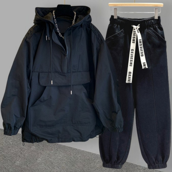 코디코치 남녀공용 S~3XL 스퀘어 후드 반집업 아노락 트레이닝 운동복 바지 상하세트