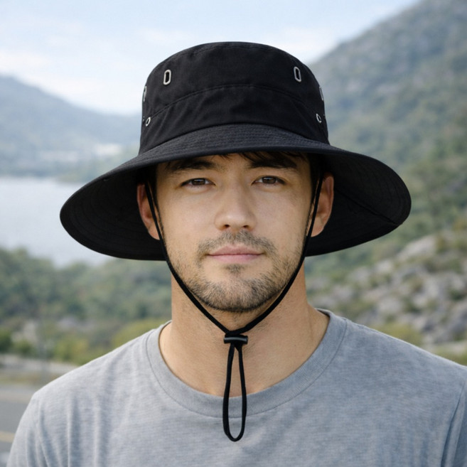 모어픽 가볍고 시원한 등산 낚시 모자, 블랙