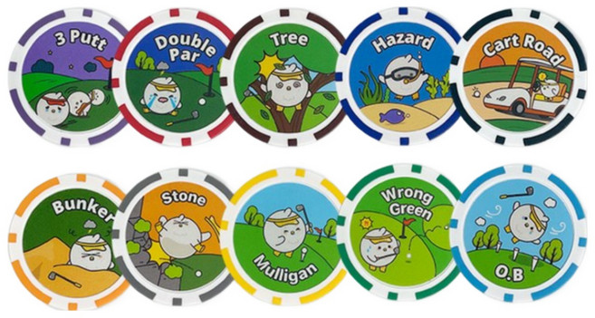 [아이언티샷] 볼짹 골프게임칩 세트, 5개, 블랙