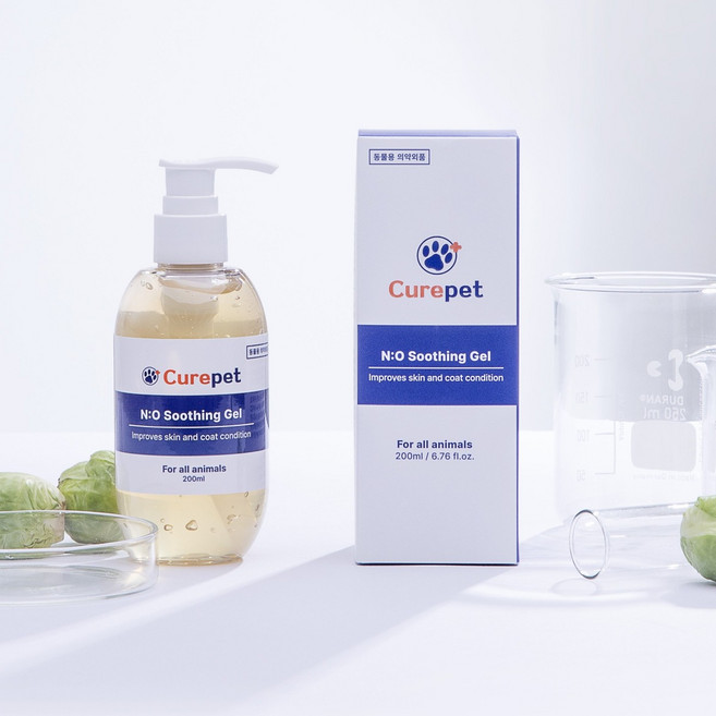 Curepet 큐어펫 엔오 수딩젤 200ml 강아지 고양이 피부병 상처 항균 항염 습진 케어 연고, 1개