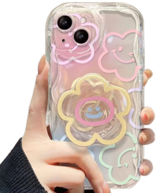 솜사탕 플라워 스마일 꽃 물결 스마트톡 휴대폰 케이스