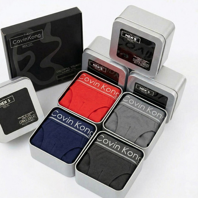 Covin Kong 남성 데일리 면 고급 삼각 팬티 4종세트 선물 0325