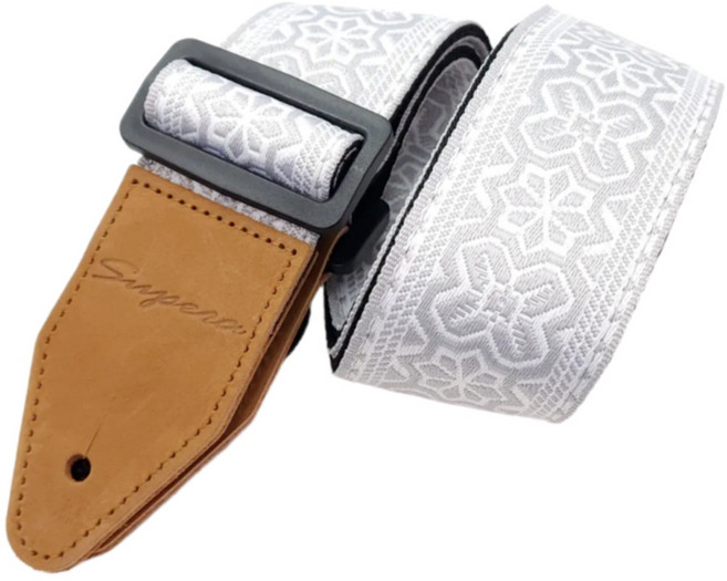 슈페라 기타 스트랩 멜빵 세무가죽 자카드 베이스 일렉기타, JC2570WH, 1개