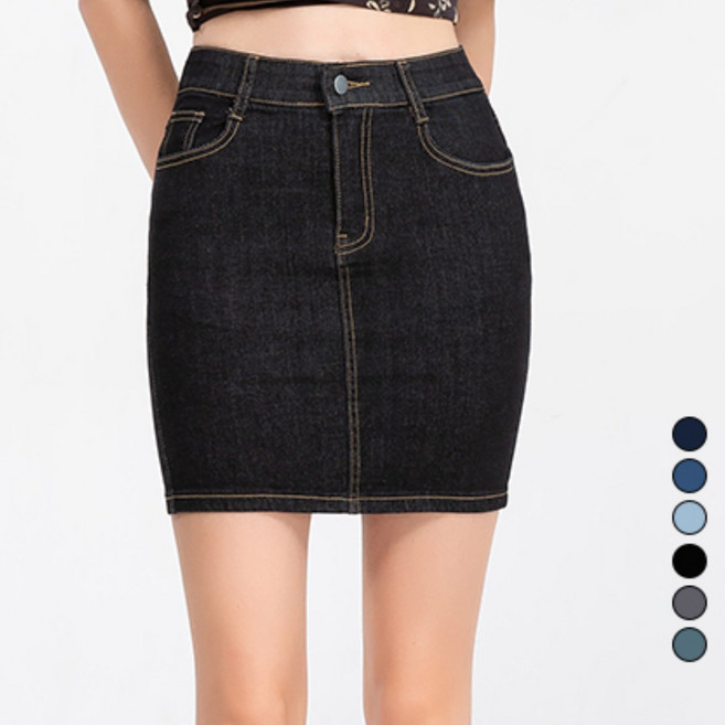 엘블로썸 H라인 스판 데님 스커트 (6개색상)