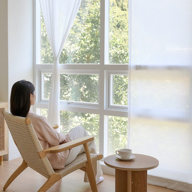 3M정품 떨어지지 않고 간편하게 붙이는 쉬폰커튼+끈 커튼봉 호환가능