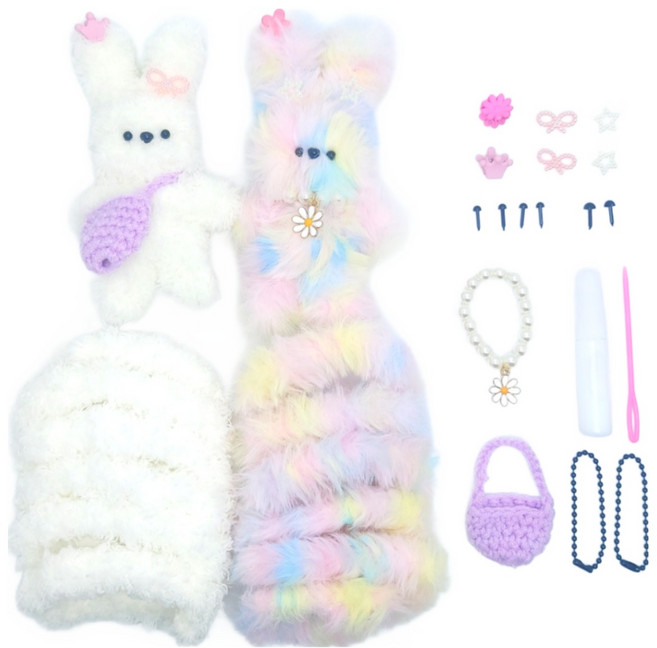 모모 모루인형 키링 만들기 키트 파스텔 슈가 2종세트 (뽀글모루 + 밍크파스텔믹스모루 ), 1개