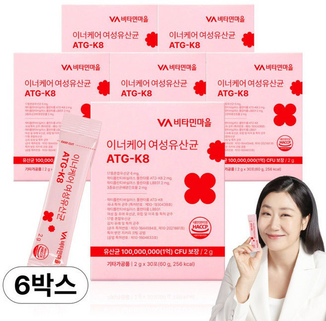 비타민마을 이너케어 여성유산균 ATG-K8 30p, 60g, 6개
