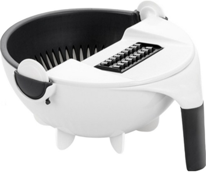 다용도 채칼 10종 세트 야채 다지기 만능 슬라이서 강판 주방 용품 채소 썰기 채반 감자 튀김 생채 무생채, R89005B(블랙화이트, 1개