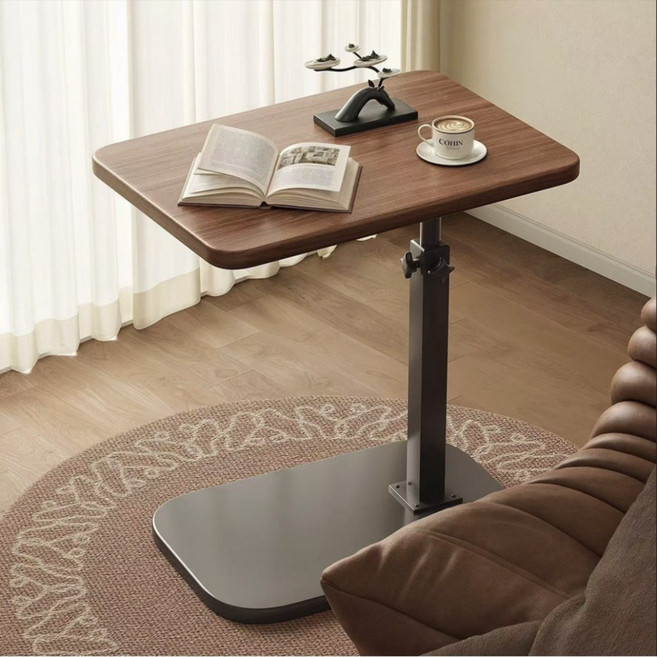 슈렌다 높이 방향 조절 사이드 테이블 소파 침대 책상 거실 보조테이블, 딥브라운