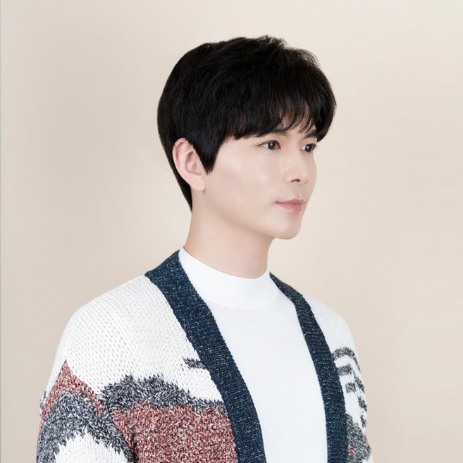 남자 애즈펌 인모 전체가발 M, 내츄럴 레드브라운, 1개