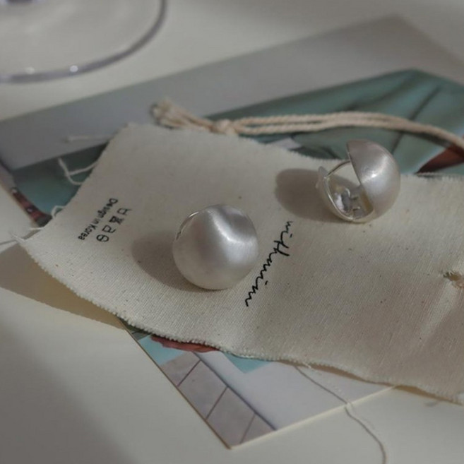 무광 원터치 볼드 콩알 은귀걸이 S925+케이스