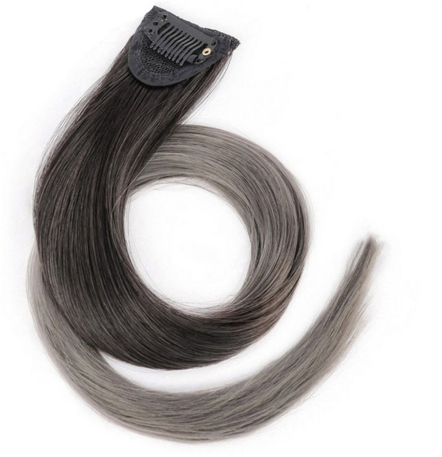 시크릿 투톤 헤어 브릿지 붙임 머리 피스 발레아쥬 부분 가발, 투톤애쉬그레이, 1개