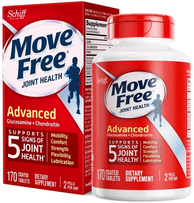 무브프리 어드밴스드 글루코사민 + 콘드로이틴 코팅된 타블렛, 170정, 1개 - 쿠팡