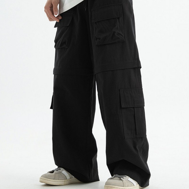 코디코치 우즈 팬츠 남녀공용 멀티 카고 와이드 입체 포켓 로스리프 데일리 트레이닝 밴딩 면 바지