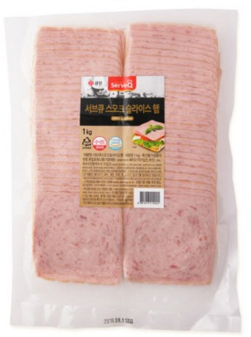 [업소용] 스모크슬라이스 햄 1kg 10개입 3박스 샌드위치 베이글, 10kg