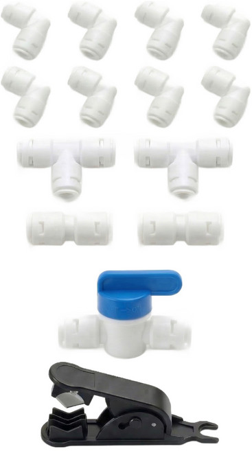 정수기 커피머신 제빙기 자가 설치 연결 부품 세트 L자 I자 T자 볼밸브 커팅기 6mm 1/4인치, 1세트, B세트