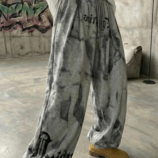 디블리 더티 세비지 와이드팬츠 유니섹스 허리밴딩 밑단스트링 와이드핏 방송댄스 힙합댄스바지