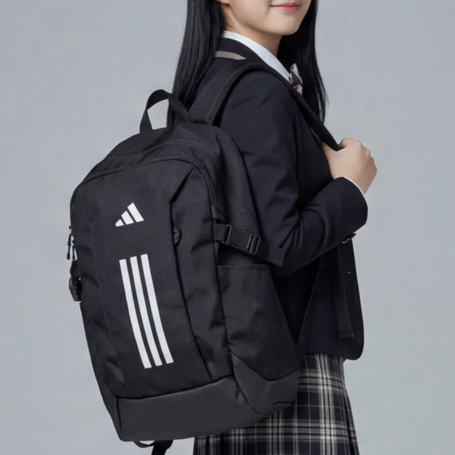 아디다스 PWR VIII 백팩 대학생 책가방 직장인 노트북 태블릿 중학생 고등학생 가방 블랙 케이스 포함